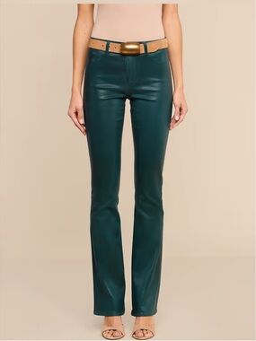 L’AGENCE Selma Coated Bootcut Jean Forest Green Coated High Rise 28 NWT